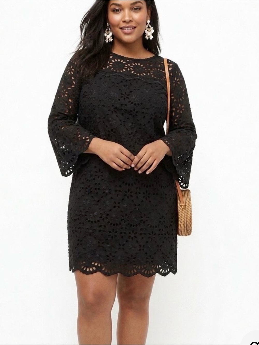 J Craw Black Lace Bell Sleeve Sheath Dress Woman’s size 10 coquette